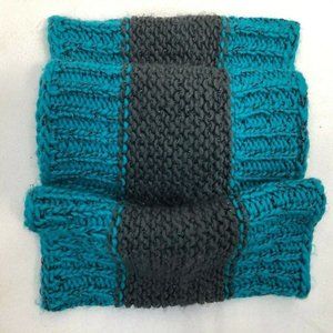 Ann Taylor LOFT Teal Gray Knit Scarf Continuous